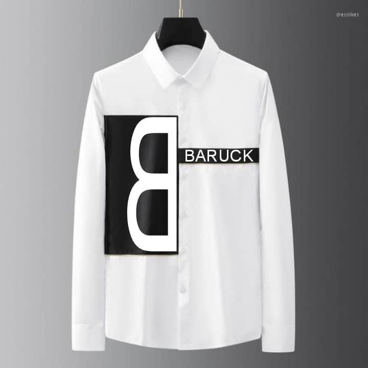 Chemise blanche à grand motif noir Baruck