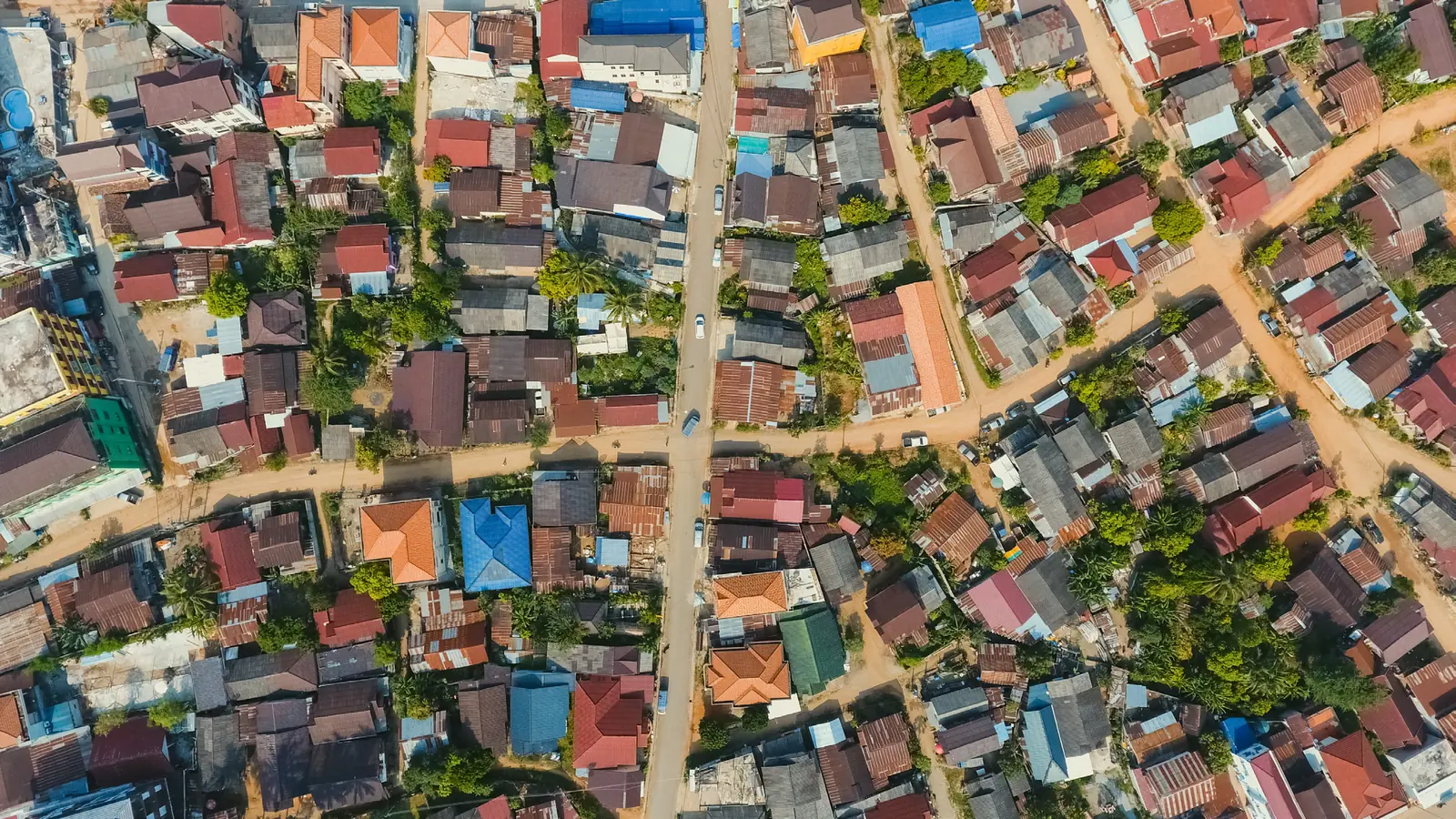 Vue aérienne d’un quartier résidentiel